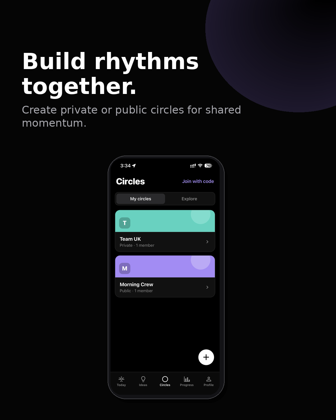 Circles screen.